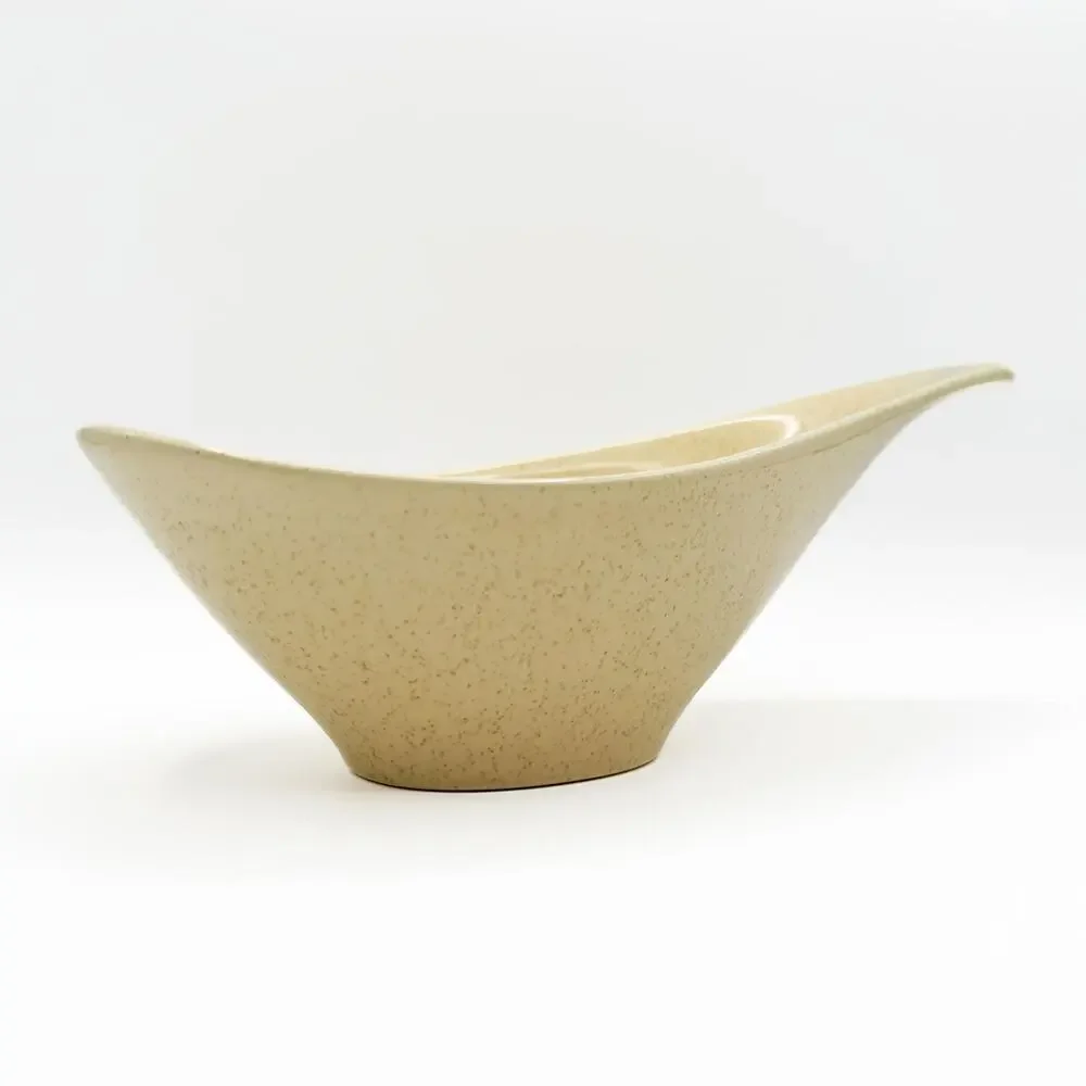 Metlox Poppytrail Mid Century Speckled Freeform Yellow Gravy Boat Serving Dish